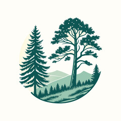 Minimalist Forest Landscape Silhouette