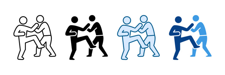 Groin Strike Icon Set Multiple Style Collection