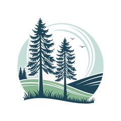 Minimalist Forest Landscape Silhouette