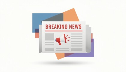 Illustration of breaking news newspaper with megaphone