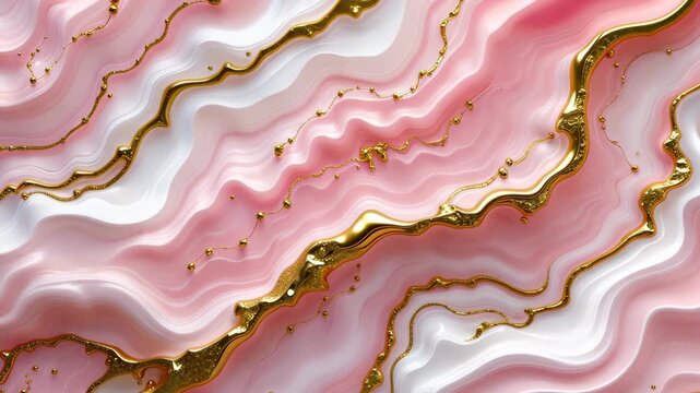 Pink Marble Agate with Gold Veins Animation - Luxury Abstract Background for Fashion Branding, Cosmetic Advertising and Elegant Digital Presentations