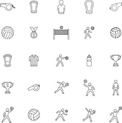 Fototapeta premium Volleyball Sport and Team Competition Line Art Icon Set