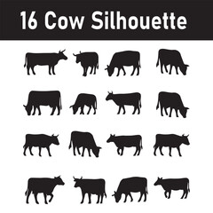 Obraz premium Cow set silhouette