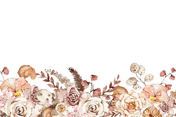 Watercolor flowers background vector for design.