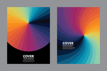 Fototapeta premium A vibrant abstract background featuring rainbow color gradients radiating from a central point, creating a bold and dynamic visual impact. For cover, poster or digital artwork.