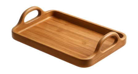 A rustic bamboo serving tray with handles, perfect for breakfast in bed.