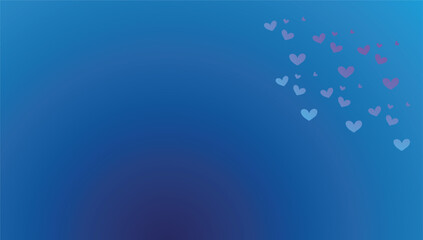 Vibrant Hearts Corner Vector on Deep Blue Gradient Background, Abstract Love Theme for Valentine, Romance, or Party Invitation