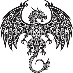 Tribal Dragon Tattoo Design With Intricate Patterns