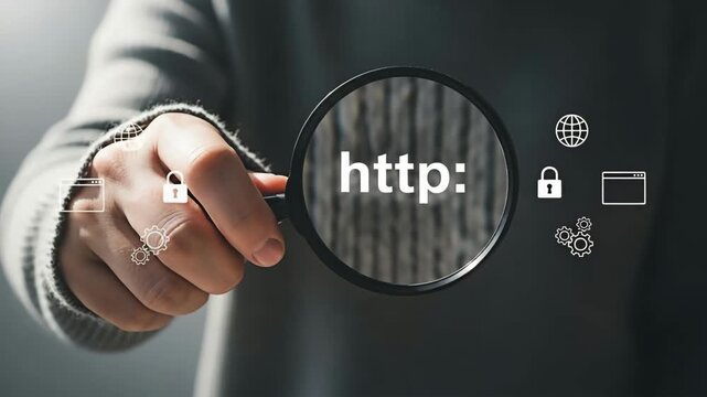 Magnifying the concept of online security.