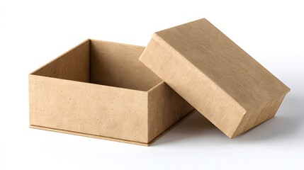 Opened box made of eco-friendly material isolated on white background