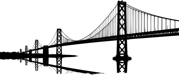 Fototapeta premium Bay bridge silhouette. This image shows the silhouette of the Bay Bridge, also known as the San Francisco-Oakland Bay Bridge. Vector clipart illustration design.