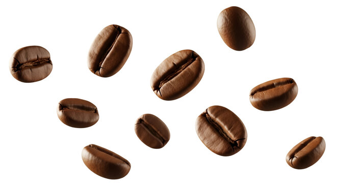 Coffee Beans Falling Against a Black Background