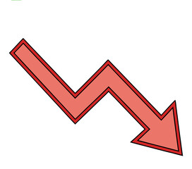 Red zigzag arrow pointing downward indicating decline