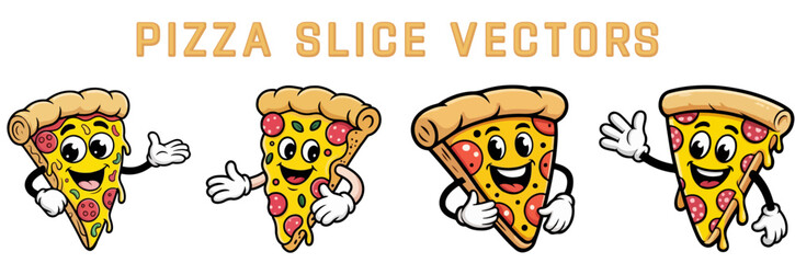Pizza Slices Food Hand Drawing Vector Set, piazza, first food, slices, drawing, vector, illustration.