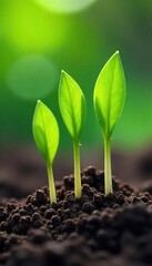 Vibrant Green Sprouts Emerging from Soil A Symbol of Spring Renewal and Growth