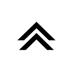 Minimalist Double Up Arrow Icon, Black Chevron Symbol for Upload, Scroll Up, Growth, and User Interface