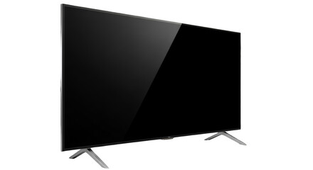 Modern Flat Screen Television on a Stand, Black Background