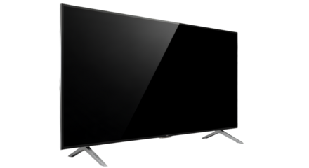 Modern Flat Screen Television on a Stand, Black Background