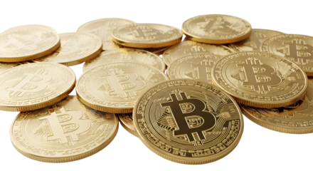 Pile of Golden Bitcoin Cryptocurrency Coins