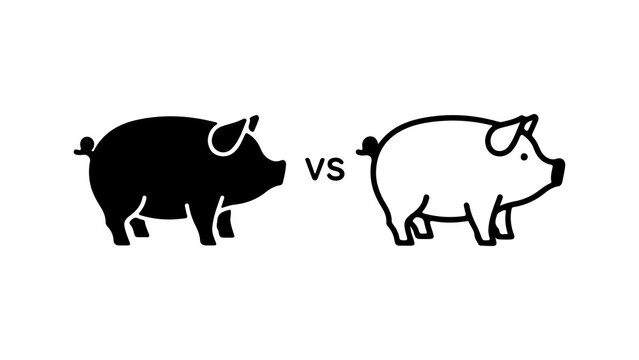 Pig comparison with vs symbol with transparent background