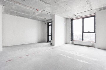 nterior of the apartment without decoration in gray colors