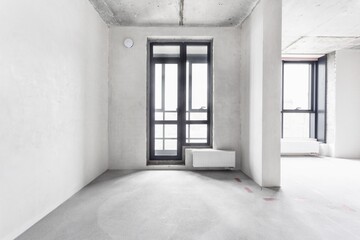 nterior of the apartment without decoration in gray colors
