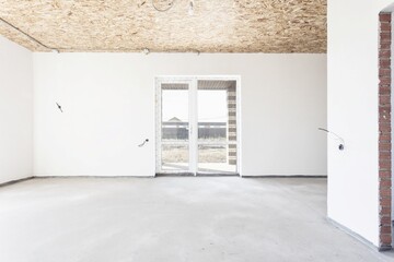 nterior of the apartment without decoration in gray colors