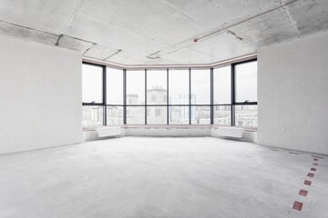 nterior of the apartment without decoration in gray colors