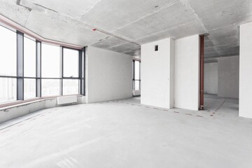 nterior of the apartment without decoration in gray colors