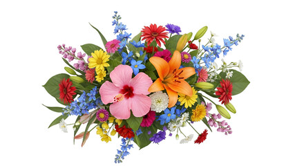 Vibrant Bouquet of Assorted Flowers on Black Background
