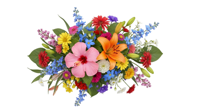 Vibrant Bouquet of Assorted Flowers on Black Background