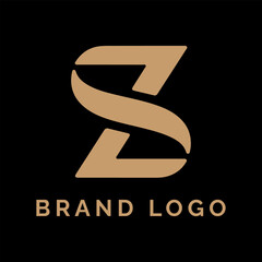 Elegant Golden Abstract S Monogram Logo with Brand Text for Company Identity