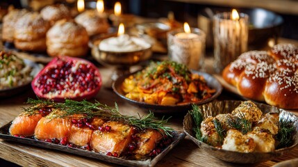 Exquisite gourmet meal presentation featuring grilled salmon, fresh herbs, and vibrant side dishes