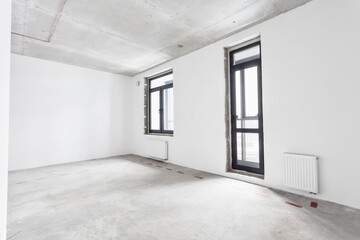 nterior of the apartment without decoration in gray colors
