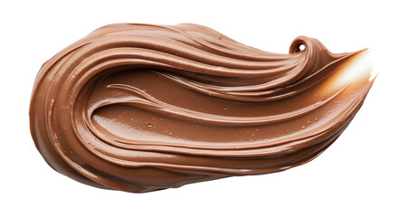 Luxurious swirl of brown melted chocolate spread or hazelnut cream dessert isolated for advertising isolated PNG with Transparent Background