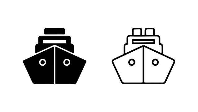 Ship front view outline with transparent background