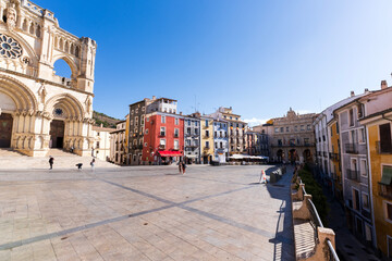 Cathedral and old buildingd in Plaza Mayor, Cuenca, Spain