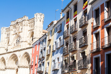 Cathedral and old buildingd in Plaza Mayor, Cuenca, Spain