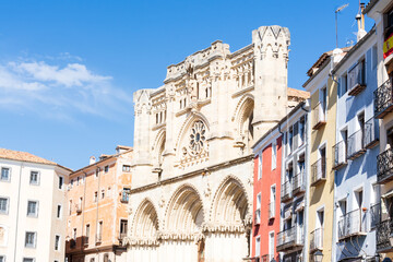 Cathedral and old buildingd in Plaza Mayor, Cuenca, Spain