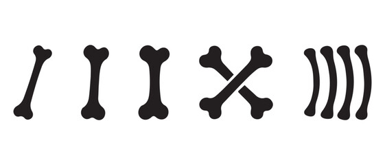 Abstract Bone and Curve Icon Set. Black Symbol Sequence for Conceptual, Artistic, and Minimalist Design.