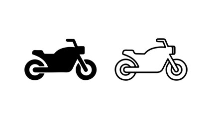 Fototapeta premium Motorcycle icons with outline and solid fill with transparent background