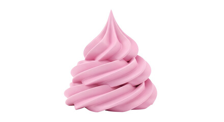 Delicious strawberry flavor soft serve ice cream swirl ready for product advertisement isolated PNG with Transparent Background