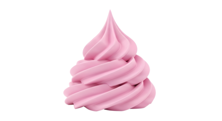 Delicious strawberry flavor soft serve ice cream swirl ready for product advertisement isolated PNG with Transparent Background