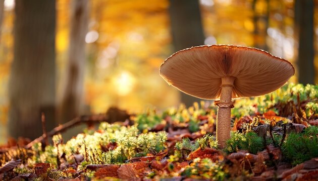 Parasola Plicatilis Mushroom In The Autumn Forest