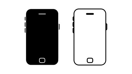 Smartphone outline and solid black with transparent background