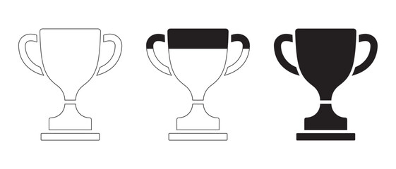 Obraz premium Trophy Icon Progression. Visual Ranking from Outline to Solid Black.