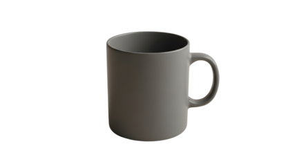 Simple dark gray ceramic coffee mug mockup template for hot drinks branding design isolated PNG with Transparent Background