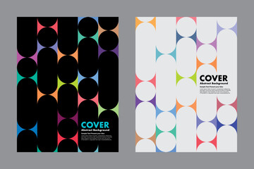 Vector geometric abstract background with capsule and circle shapes. High-contrast design with vibrant colorful evokes a modern and minimal aesthetic. For cover, digital artwork and branding.