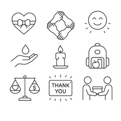 Community support giving Tuesday vector icons set isolated