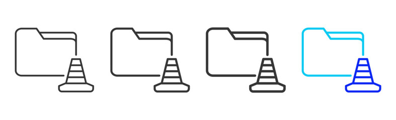 Restricted Documents icon set collection in creative outline style for business featuring multiple thickness variations suitable for crisis management 